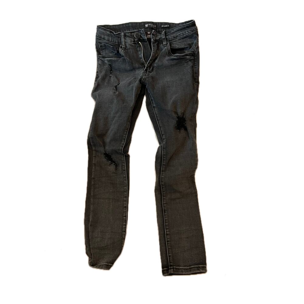Waimea Slim Fit Distressed Streetwear Black Jeans Mens 28x28